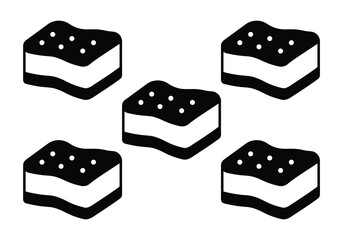 Vector illustration of five cleaning sponges
