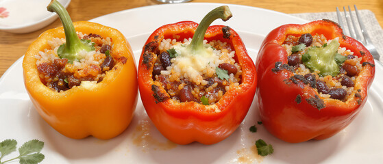 Stuffed Bell Peppers with Rice and Beans