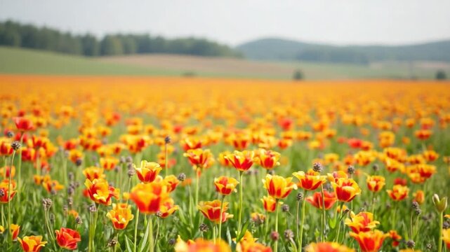 A vibrant field filled with colorful flowers