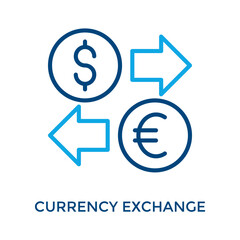 Currency Exchange Icon Outline Color Style. Vector Illustration For Graphic Design