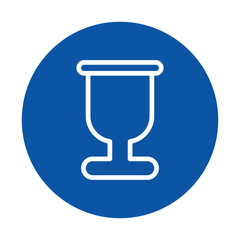 Simple Blue Icon of Glass Symbol for Fragile Items and Warning Labels