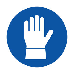 Obraz premium Graphic representation of raised hand symbol on blue circular background