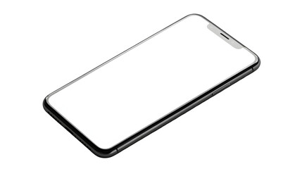 Sleek silver smartphone with a blank white screen for mockups shown in a three-quarter view.