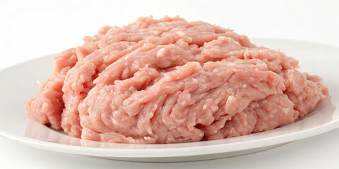 Pile of Ground Turkey on White Plate