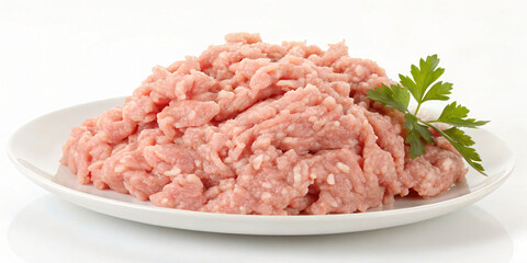 Pile of Ground Turkey on White Plate