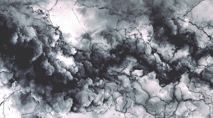 Fototapeta premium Abstract grayscale marbled texture, swirling clouds