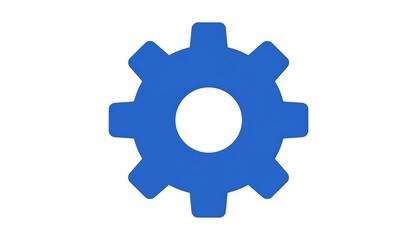 Blue gear icon on white background