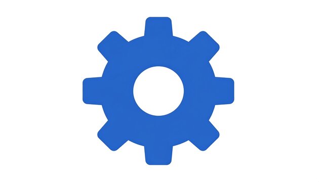 Blue gear icon on white background