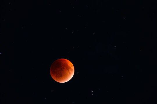 Bloody Red moon, lunar eclipse. - Powered by Adobe