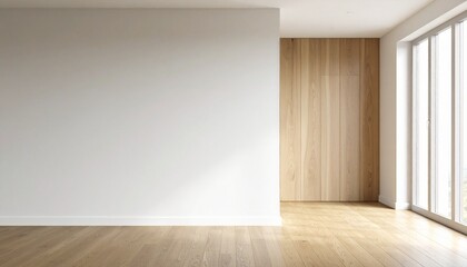 Modern Empty Room Interior White Wall Wood Floor