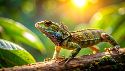 Lizard in sunlit jungle
