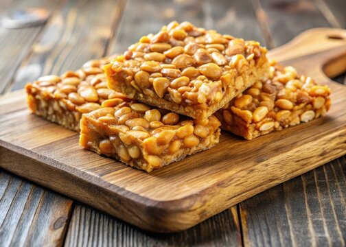 Traditional Indian peanut chikki made from roasted peanuts and jaggery