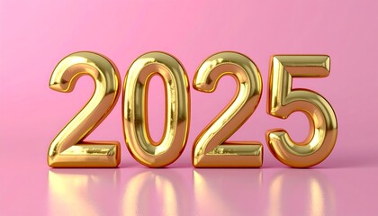 Gold 2025 on pink background