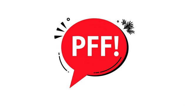 Red speech bubble with text "PFF!