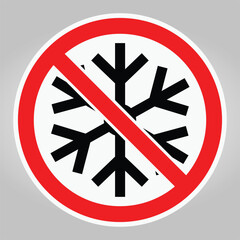 No Snowflake Symbol in Red Circle with Slash on Gray Background