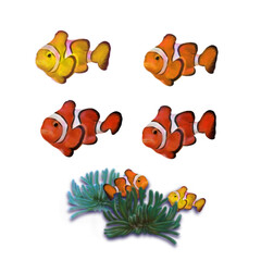 Marine Life Set, watercolor digital Clip Art, Ocean Elements, Backgrounds PNG, Digital Sea Animals, Coral, Reef, anemone fish