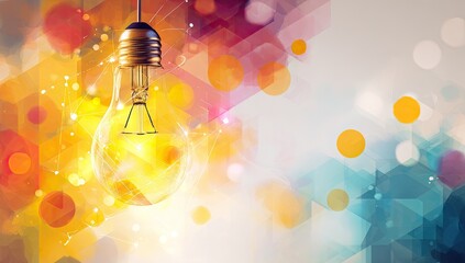 Hanging lightbulb, vibrant background