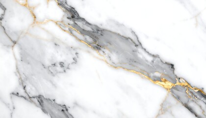 Abstract marble texture with white, grey, and gold veins