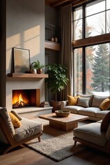 Cozy Family Room with Fireplace Warm & Inviting Atmosphere Perfect for Relaxation