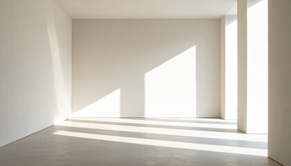 Fototapeta premium Bright Empty White Room with Natural Light and Shadows