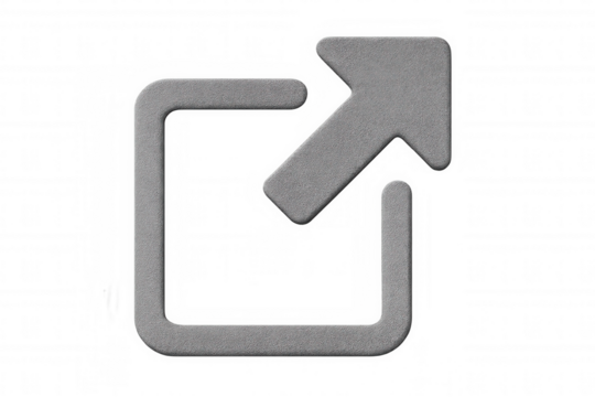External hyperlink icon tilting upward, featuring textured surface against transparent backdrop