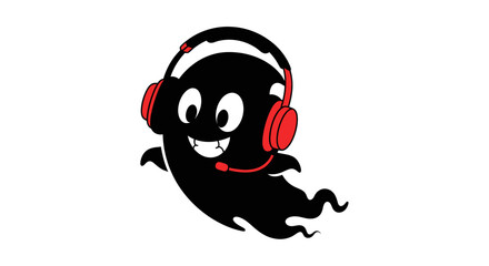 Friendly spectral gamer with headphones communicating through virtual realms online © afgan