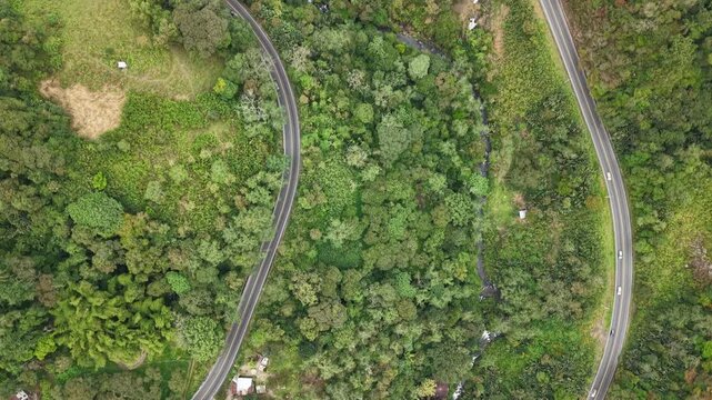 Aerial View of Mindo Cloud Forest Green Ecuadorian Landscape