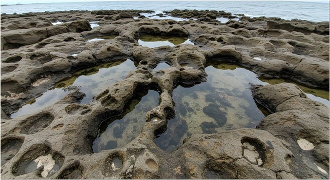 Abstract Nature Texture of Eroded Coral Limestone Tidal Pools Kaniungan Island