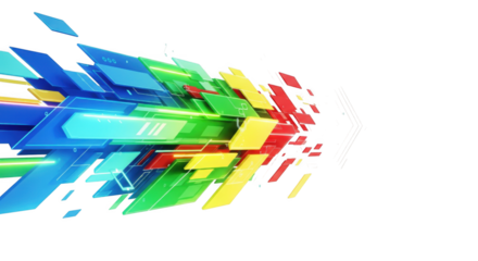 Dynamic abstract geometric shapes composition on a sleek black background