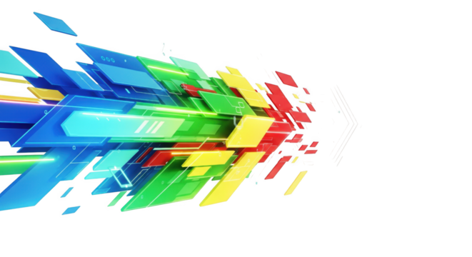 Dynamic abstract geometric shapes composition on a sleek black background