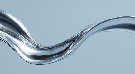 Liquid silver ribbon flowing, smooth curves