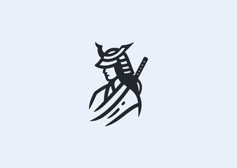 A line art logo of a samurai woman, symbolizing honor, courage, discipline, and graceful strength