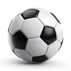 Soccer ball, black and white,  perfectly round, isolated on white background