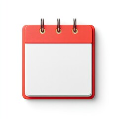 Red Spiral Desk Calendar Mockup, Blank Page