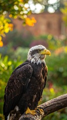 Obraz premium Bald eagle perched on a branch