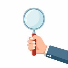 Hand Holding Magnifying Glass with Wooden Handle