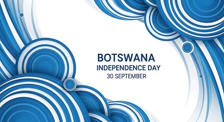 Botswana Independence Day Celebration: Abstract Blue and White Circular Design