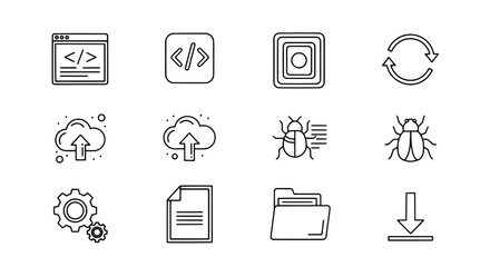 Fototapeta premium Monochrome Design Software Development Icons for Websites and Digital Projects