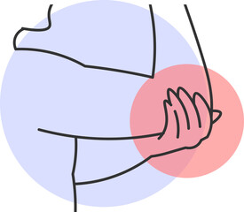 Illustration of a man with severe pain and inflammation in his elbow
