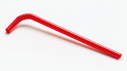 Bright Red Plastic Straw with Unique Bend for Drinking Beverages and Creative Use in Different Projects