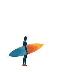 Coastal Adventurer: A lone surfer, armed with their board, stands ready, anticipating the waves. A moment of calm before the thrill of the surf