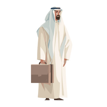 Elegant Man in Traditional Garb: A distinguished man, adorned in traditional attire, carries a briefcase, exuding confidence and sophistication.