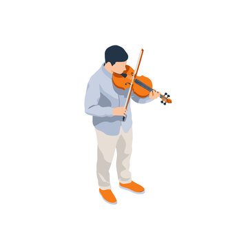 Serenade in the Studio: A musician stands playing the violin, in the style of modern vector art with a neutral background, representing skill and artistic expression.