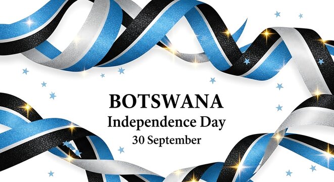 Botswana Independence Day Celebration: Waving Ribbons of the National Flag - Powered by Adobe