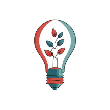 Eco-Innovation: A stylized light bulb encapsulates a thriving plant, symbolizing the harmonious fusion of sustainable ingenuity and environmental stewardship.