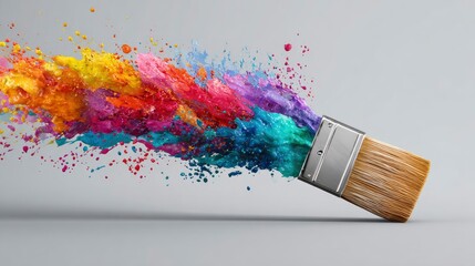 Paintbrush Explosion: Vibrant Rainbow Hues