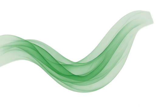 Smooth green wave flowing gracefully on a transparent background, creating a sense of movement and elegance