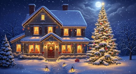 Fototapeta premium christmas tree in the snow
