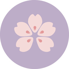 Symmetrical floral design with six soft pink petals on a muted lavender background
