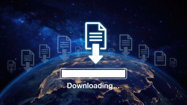 Downloading files globally fast with secure transfer over planet earth connecting people and information now